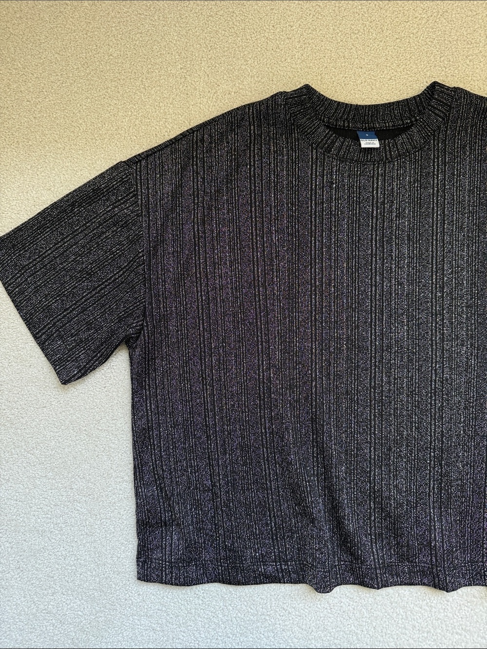Old Navy Black Shimmer Metallic-Thread Top